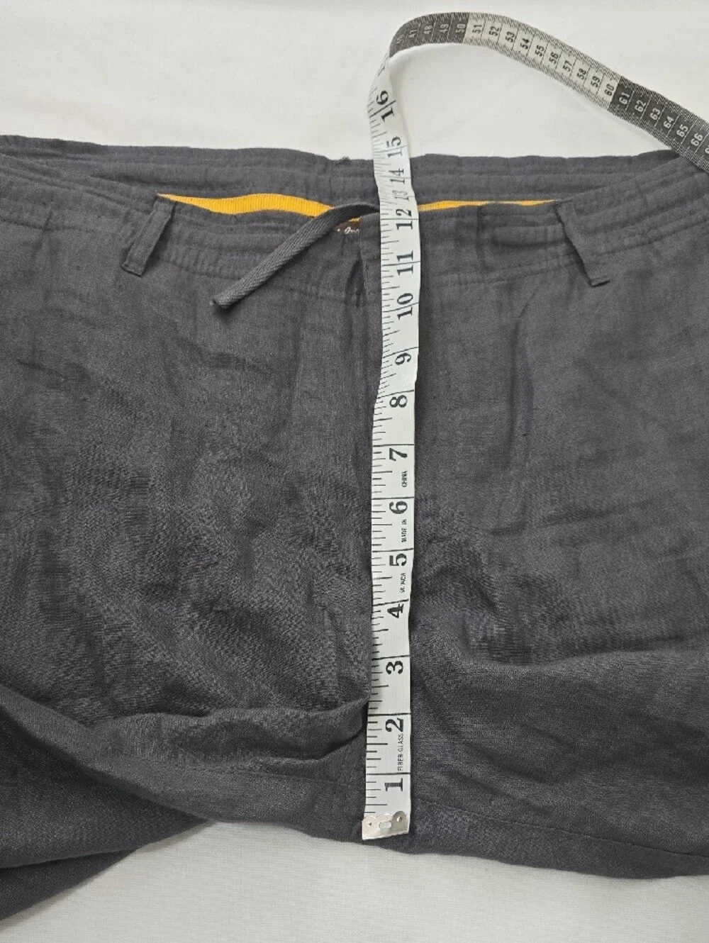 Island Importer Men's Charcoal Drawstring Linen Blend Chinos 36